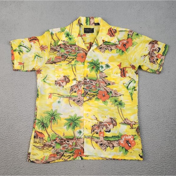 Horizon Other - Vintage Hawaiian Fish Tropical Palm Trees AOP Button Down Shirt Men's Medium